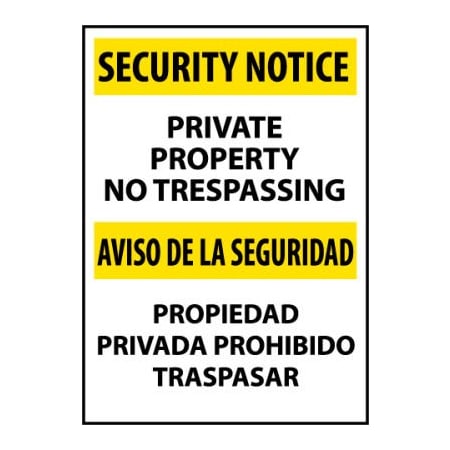 National Marker Co Security Notice Aluminum - Private Property No Trespassing Bilingual ESSN26AC